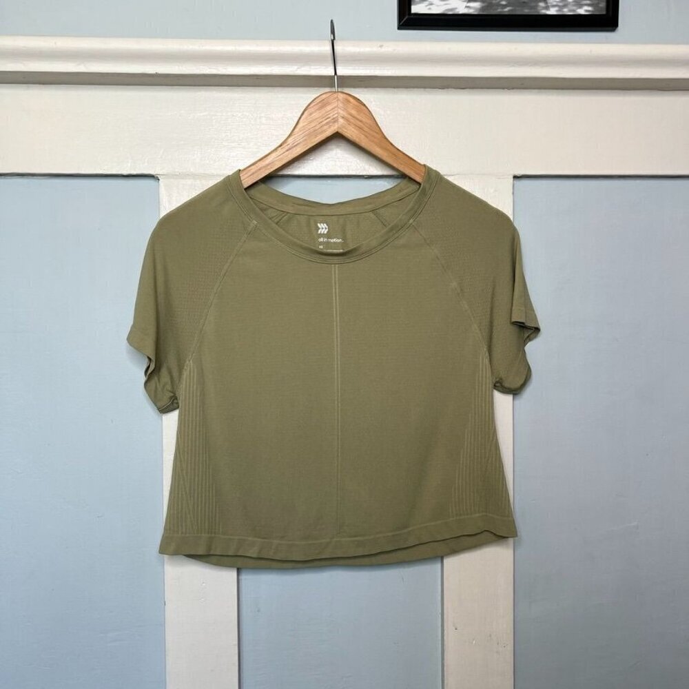 All In Motion Green Ribbed Short Sleeve Athletic T-Shirt XS